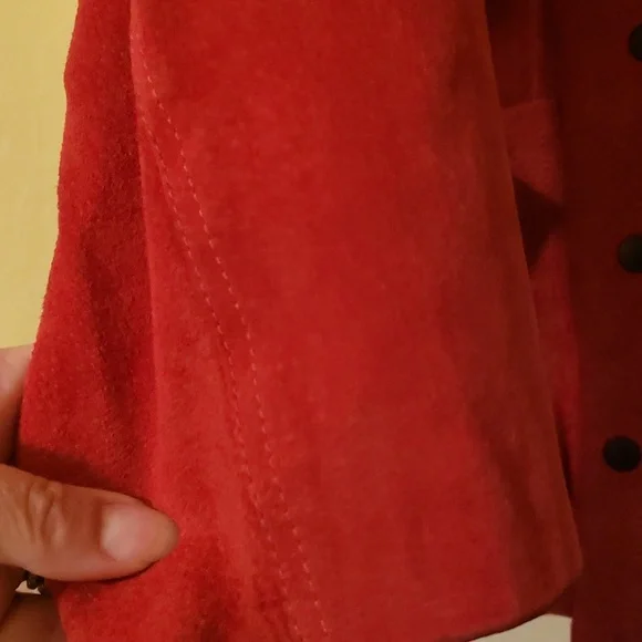Vintage Avon Fashions Red Fringed Suede 80s 90s Leather Collar Jacket ❤ - Picture 13 of 14